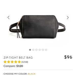 Portland Leather Zip-Tight Belt Bag Black